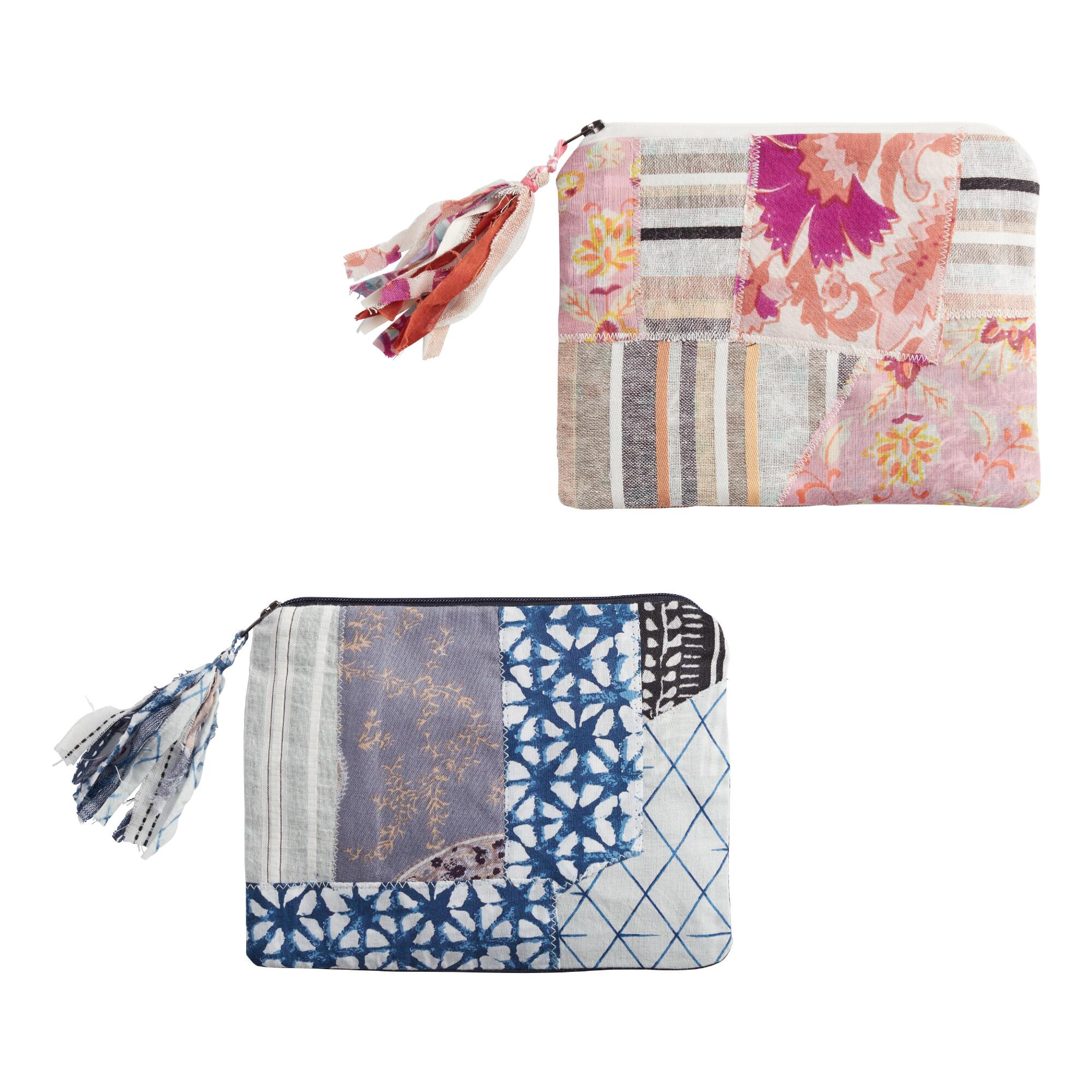 Upcycled Fabric Silaiwali Zip Pouch Set of 2: Multi - Cotton by World Market