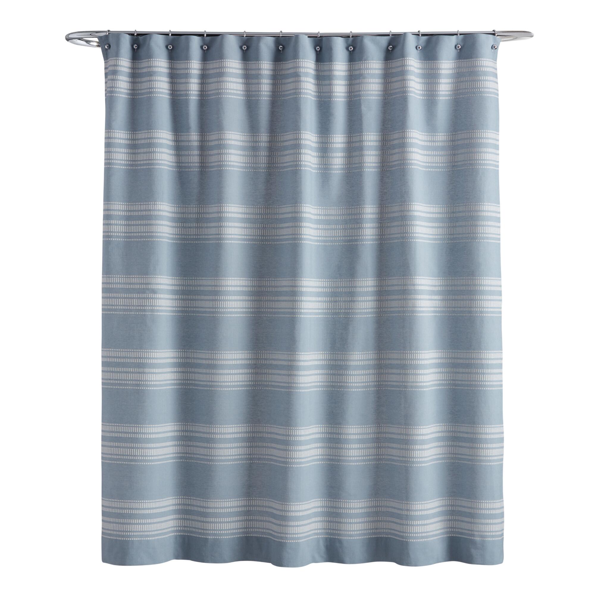 Blue and White Woven Stripe Ethan Shower Curtain by World Market