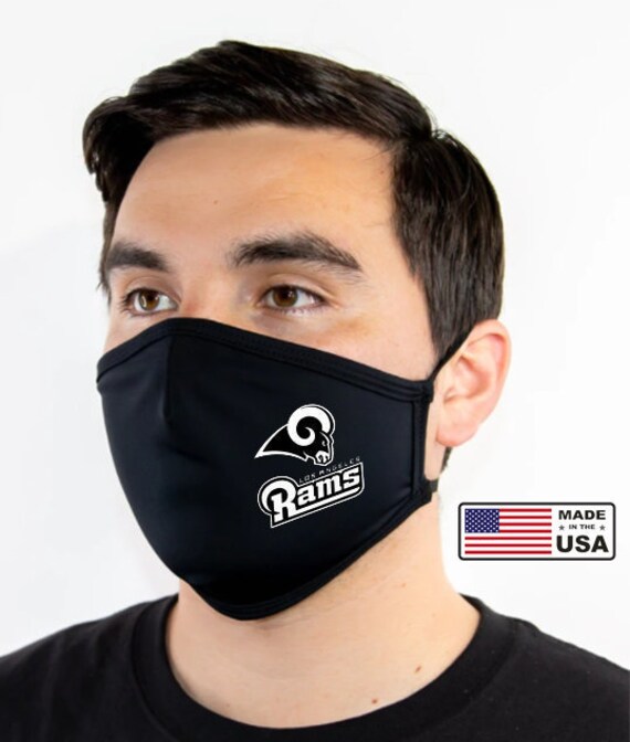 Rams Los Angeles Mask Breathable La Black Face | Made in Usa Football Washable Reusable 100% Cotton 2 Layers Stretchy