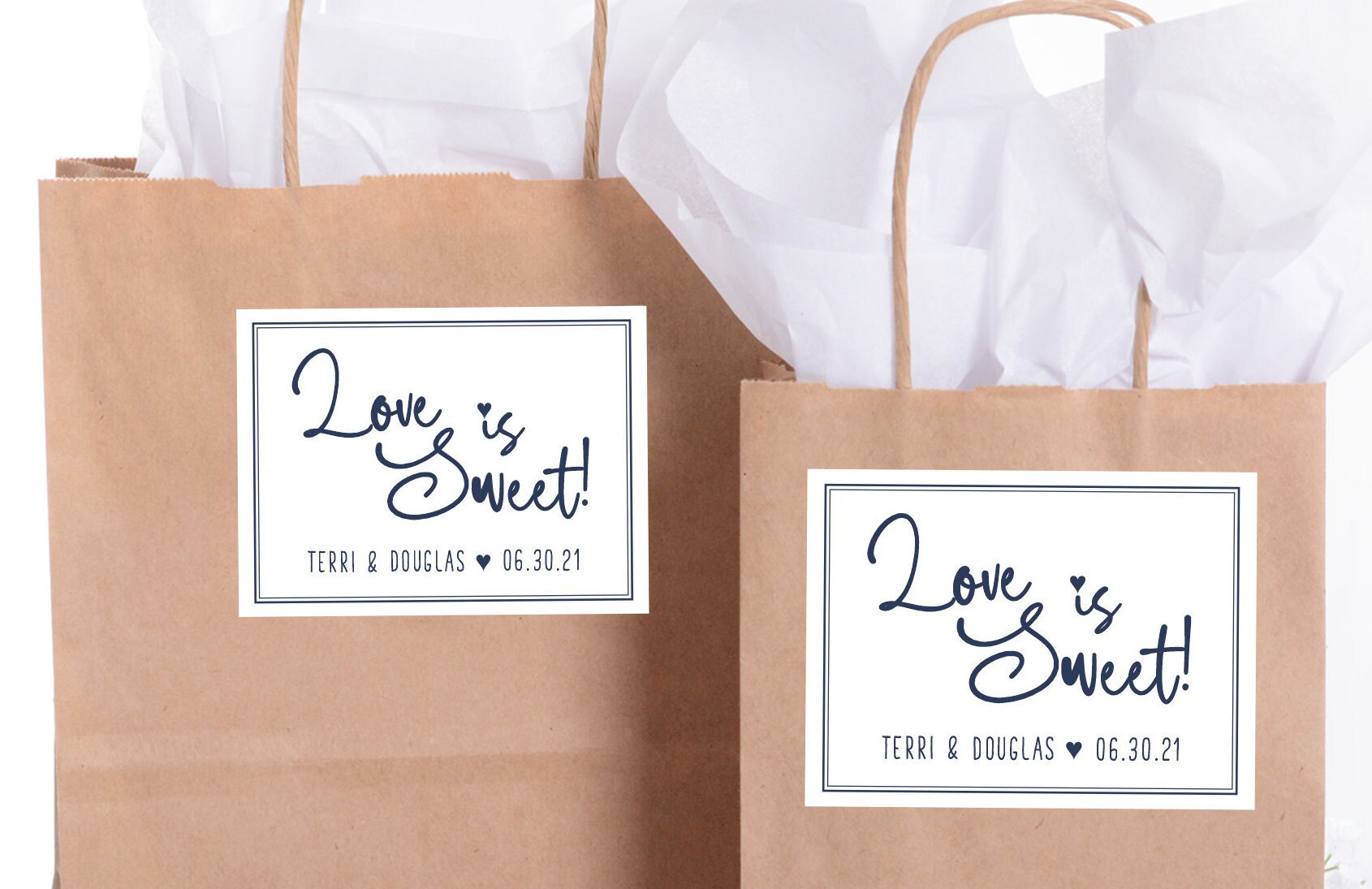 Love Is Sweet Stickers, Wedding Labels, Personalized Sticker Bag Favor Label, Custom Stickers - #elbg-114