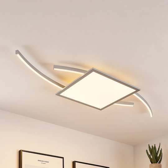Lucande Tiaro -LED-kattovalo kulmikas 40 cm, CCT