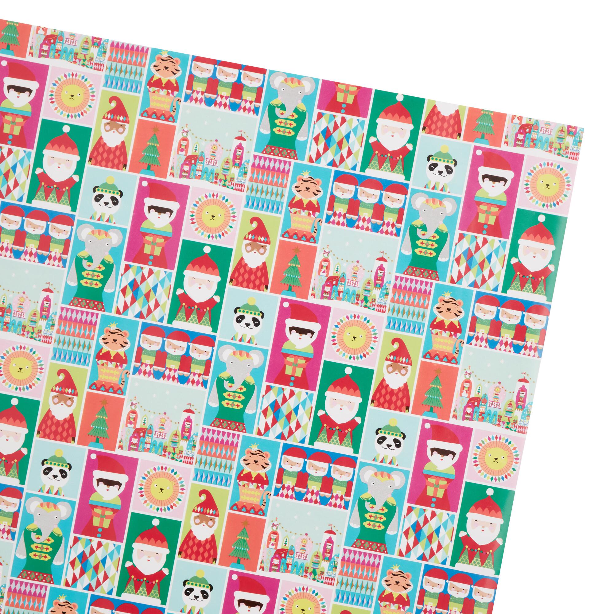 Bright Christmas Patchwork Holiday Wrapping Paper Roll: Multi by World Market