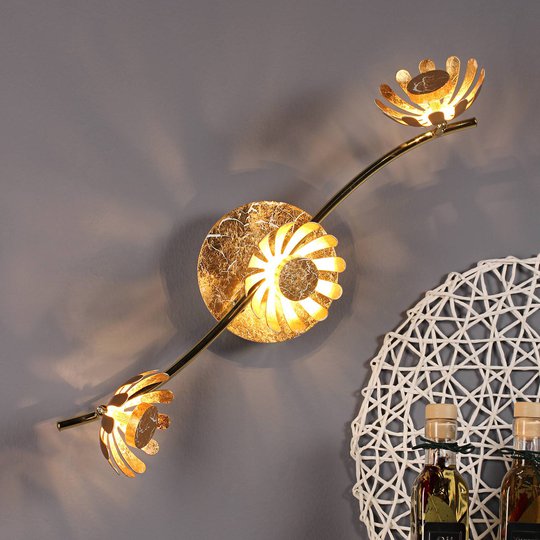 LED-seinävalaisin Bloom, 3-lamppuinen, kulta