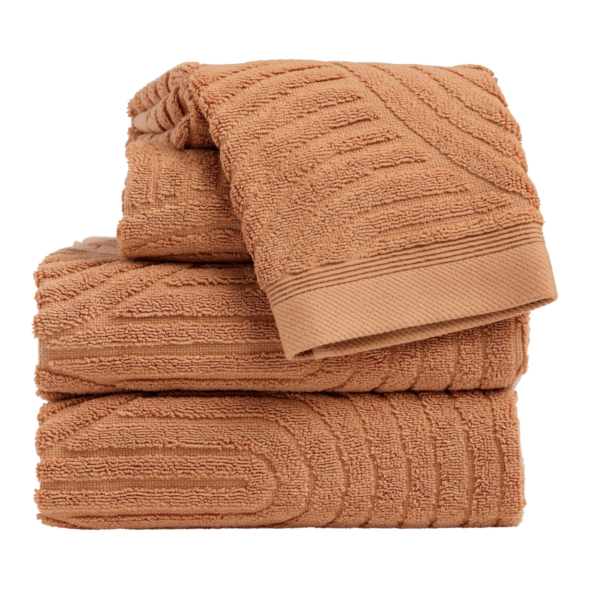 Hazel Brown Sculpted Arches Towel Collection by World Market
