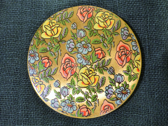 Buy Vintage 1950S Powder Compact With Floral Design Of Pink & Yellow ...