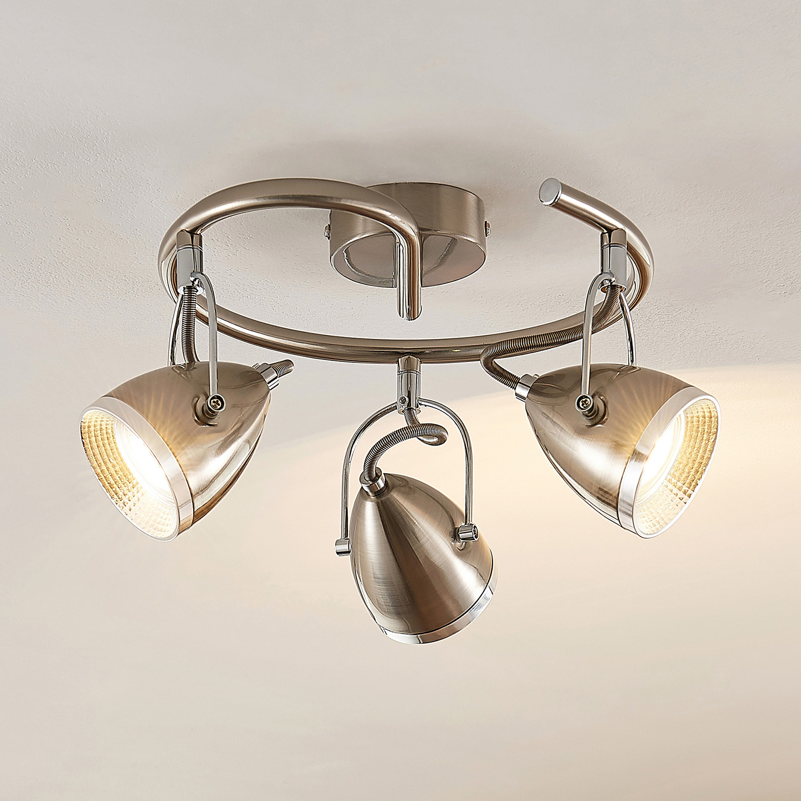 Lindby Jadon LED -kattovalaisin, nikkeli, 29,7 cm