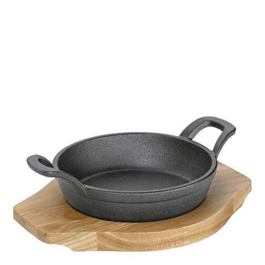 Küchenprofi - BBQ Grill-/Serveringspanna med träfat 2 handtag 18 cm