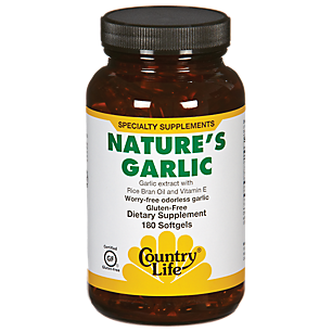 Nature's Garlic Extract with Rice Bran Oil & Vitamin E (180 Softgels)