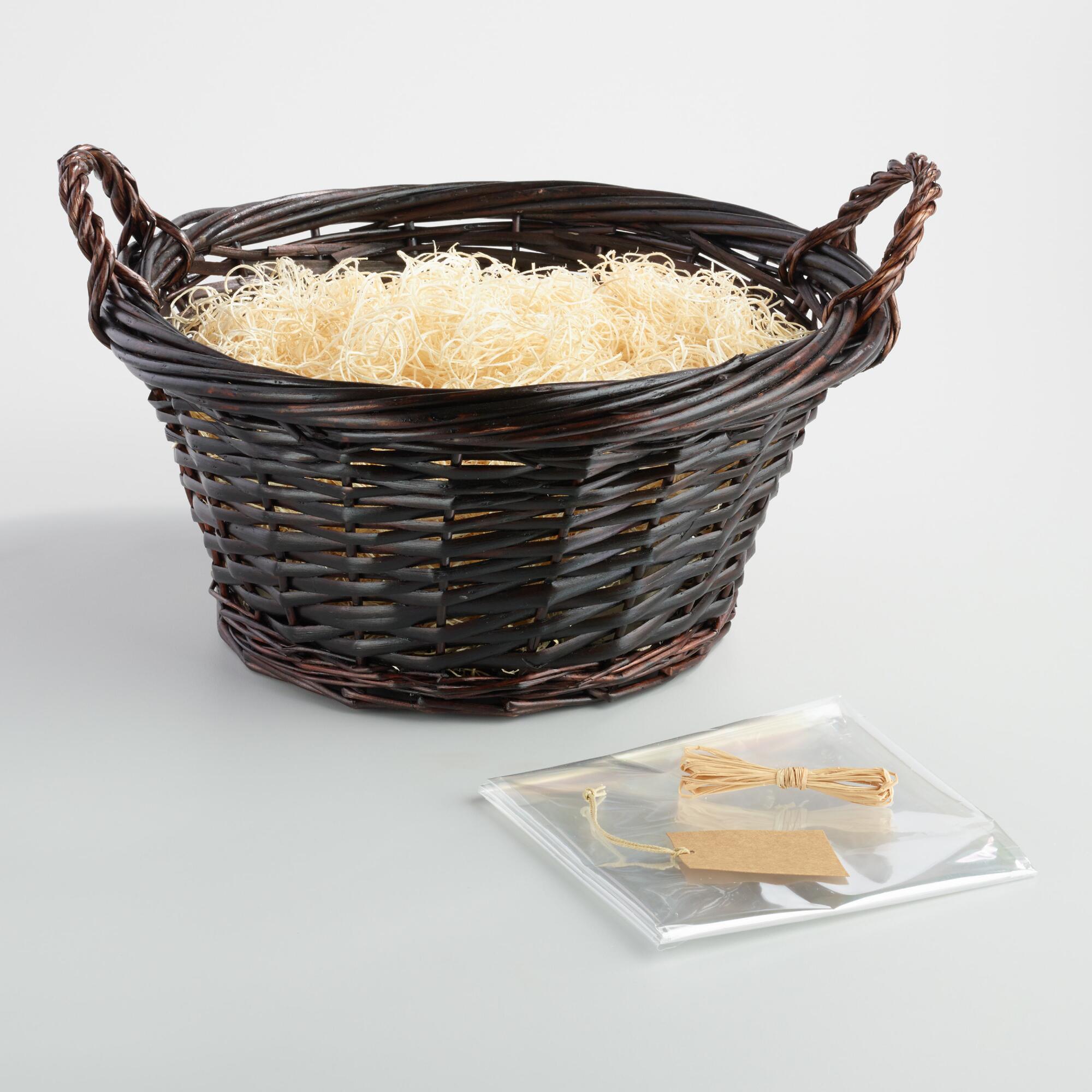 Large Round Dark Brown Gift Basket Kit - Willow by World Market