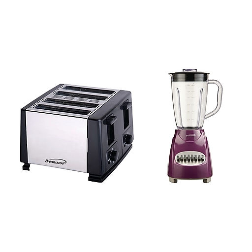 BRENTWOOD APPLIANCES 50-Ounce 12-Speed + Pulse Electric Blender with 4-Slice Toaster, Purple & Silver (843631151877)