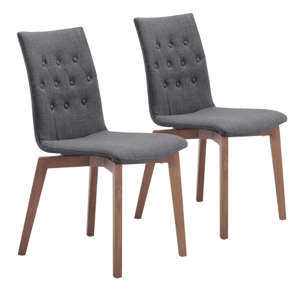 Zuo Modern Set of 2 Orebro Contemporary/Modern Polyester/Polyester Blend Upholstered Dining Side Chair (Wood Frame) in Gray | 100071