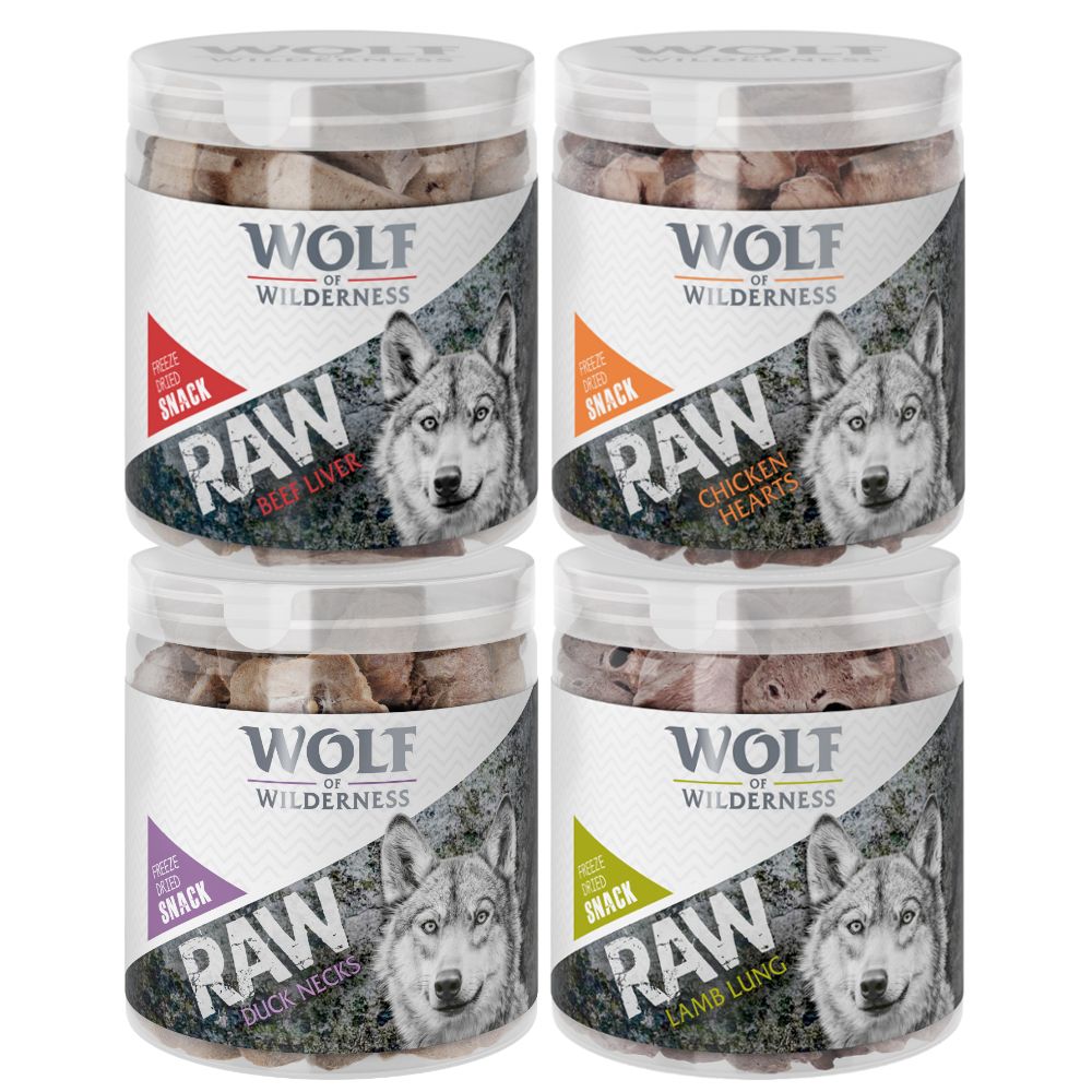 Wolf of Wilderness RAW Freeze-dried Snacks Saver Packs - 4 Varieties: Lamb, Chicken, Beef, Duck (300g)