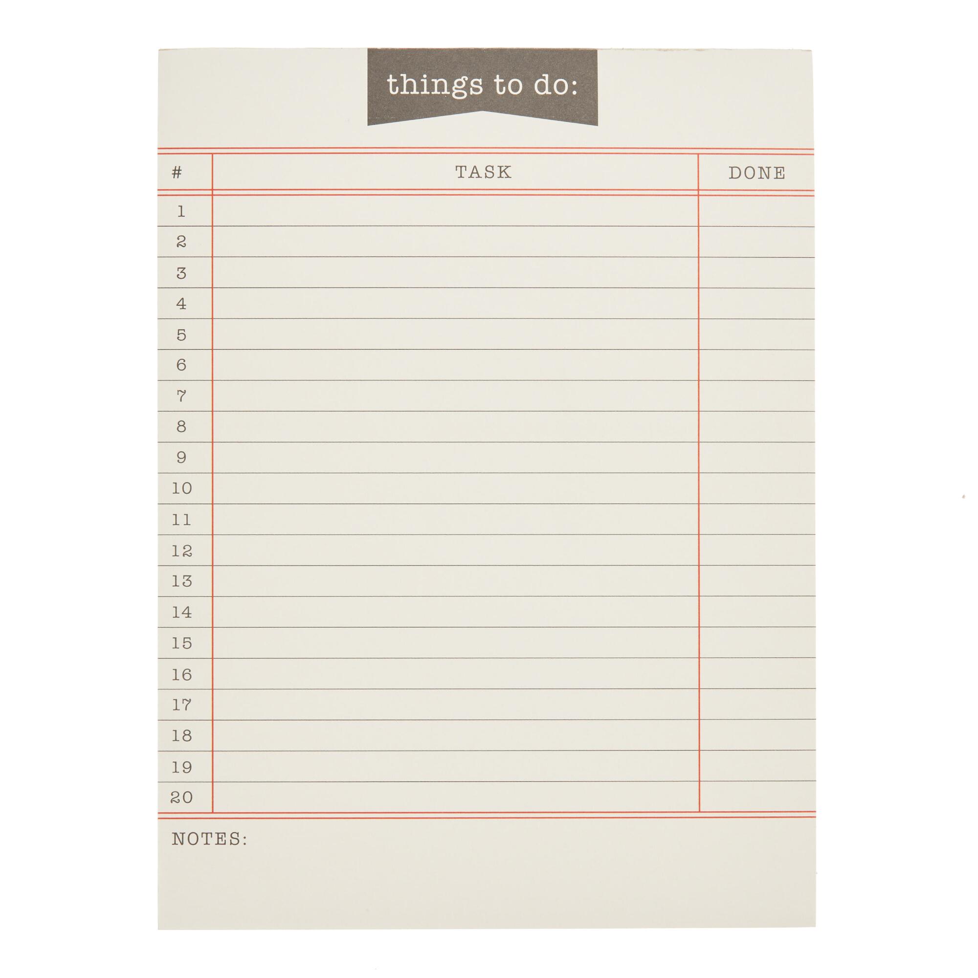 Things To Do List Notepad by World Market