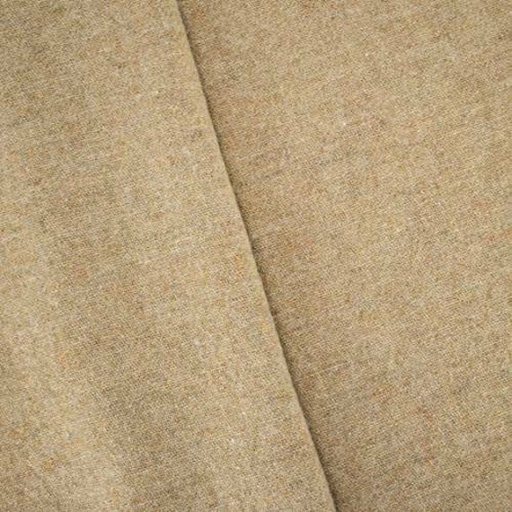 Natural Beige Wool Blend Twill Flannel Jacketing, Fabric By The Yard