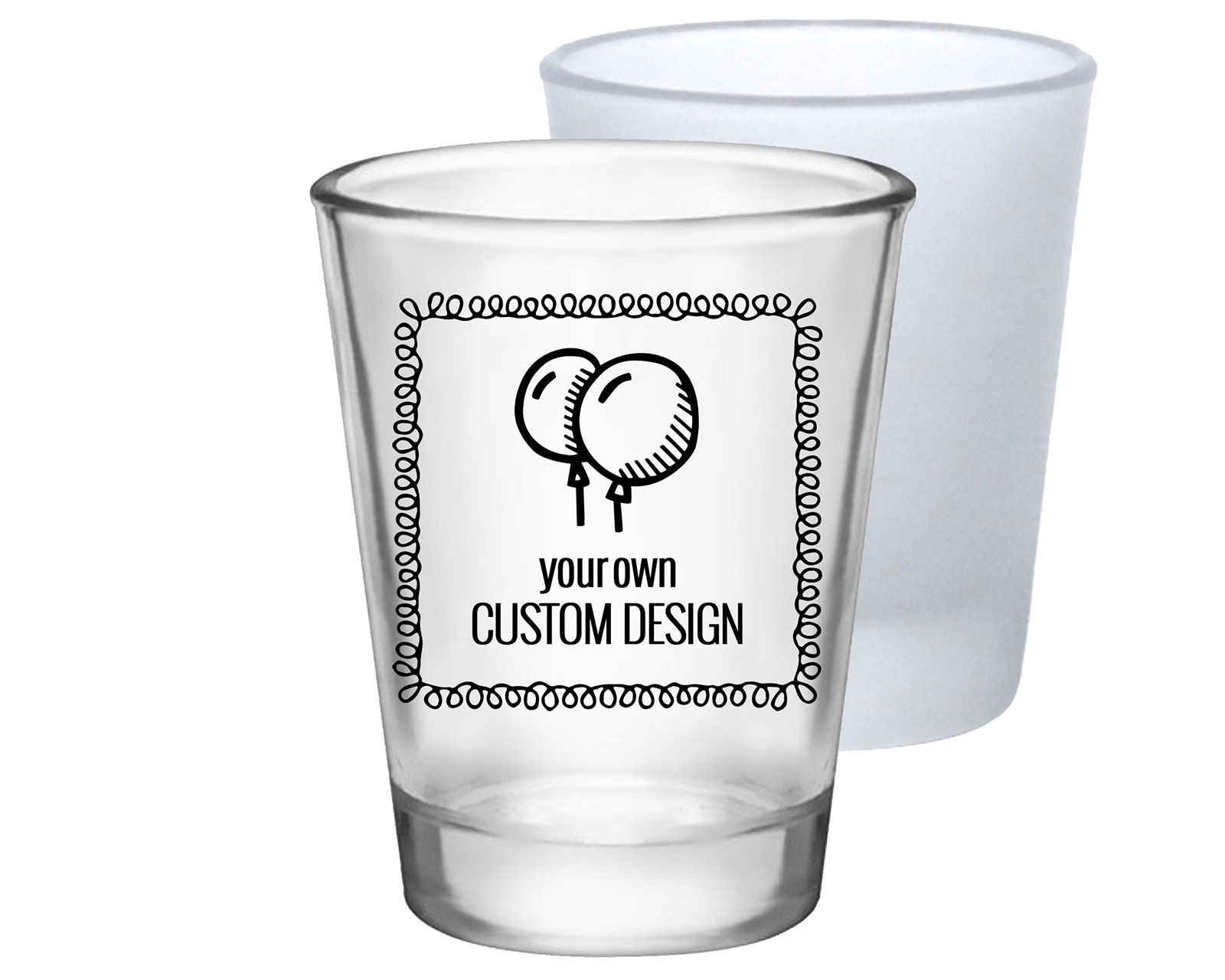 Clear/Frosted Party Favors Custom Design Gifts Personalized Shot Glasses | Birthdays Retirement Holidays & More 50 Print Colors