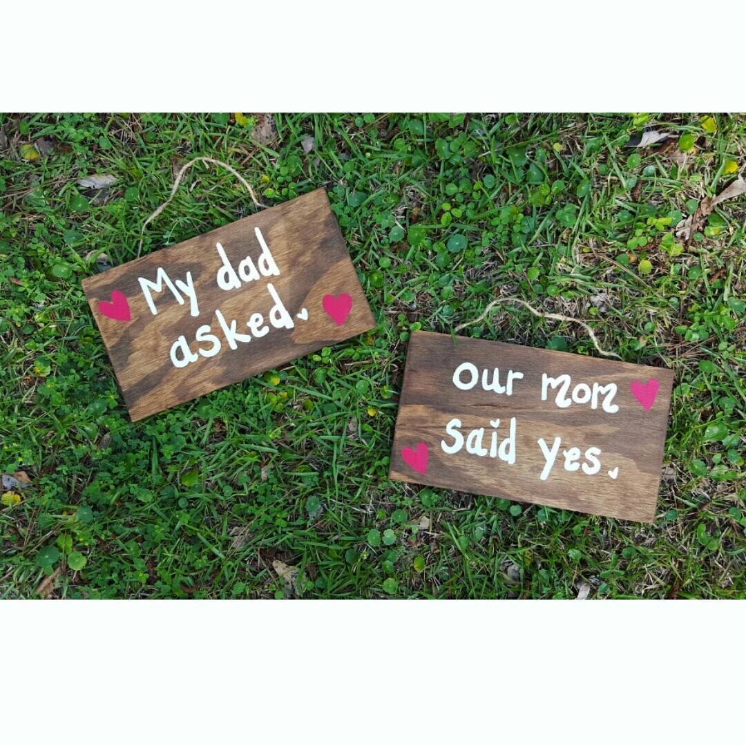 Blended Family Engagement Sign, Wooden Photo Prop Sign, Made To Order, Parents Announcement