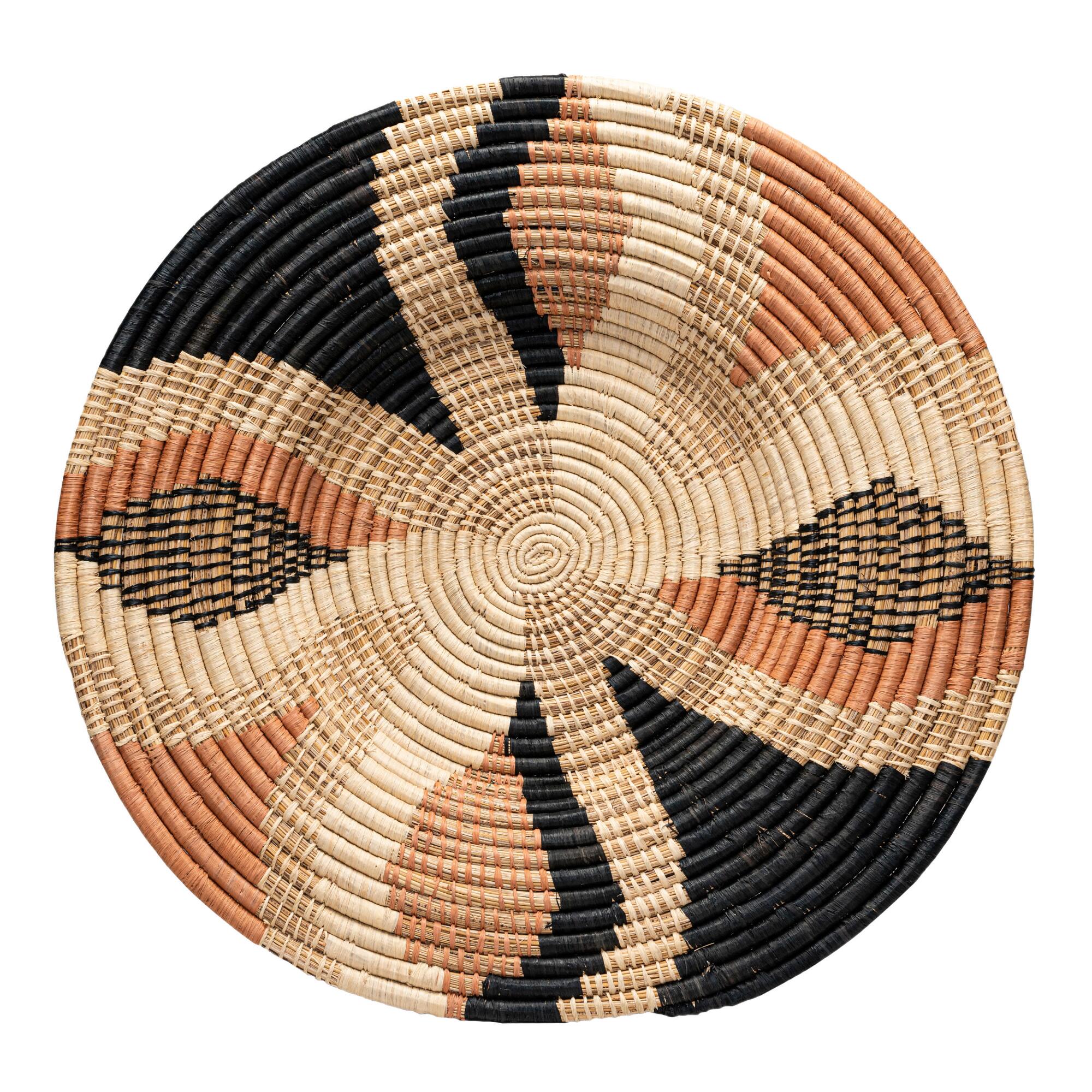 All Across Africa Coral and Natural Woven Disc Wall Decor: Multi - Natural Fiber by World Market