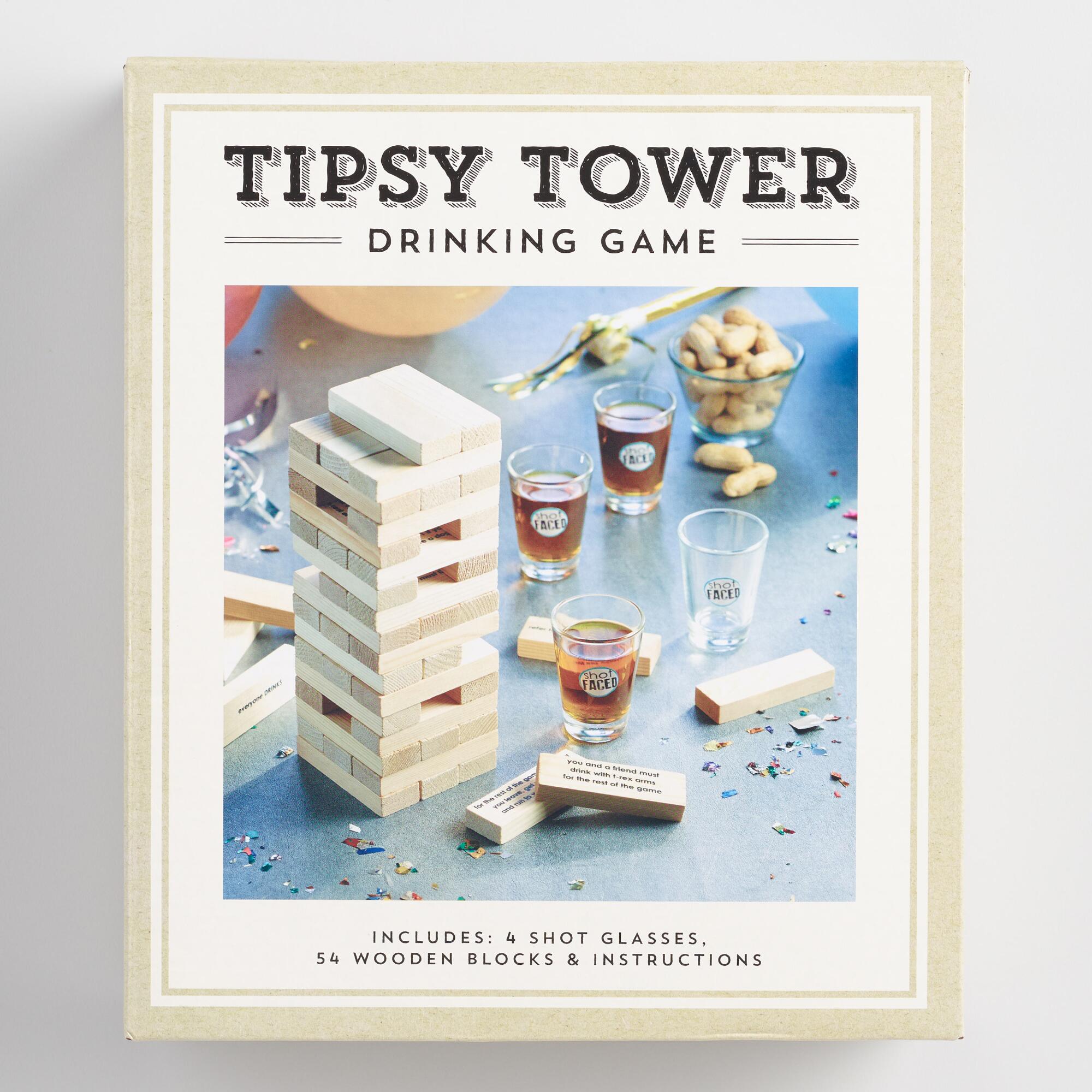 Tipsy Tower Drinking Game - Wood by World Market