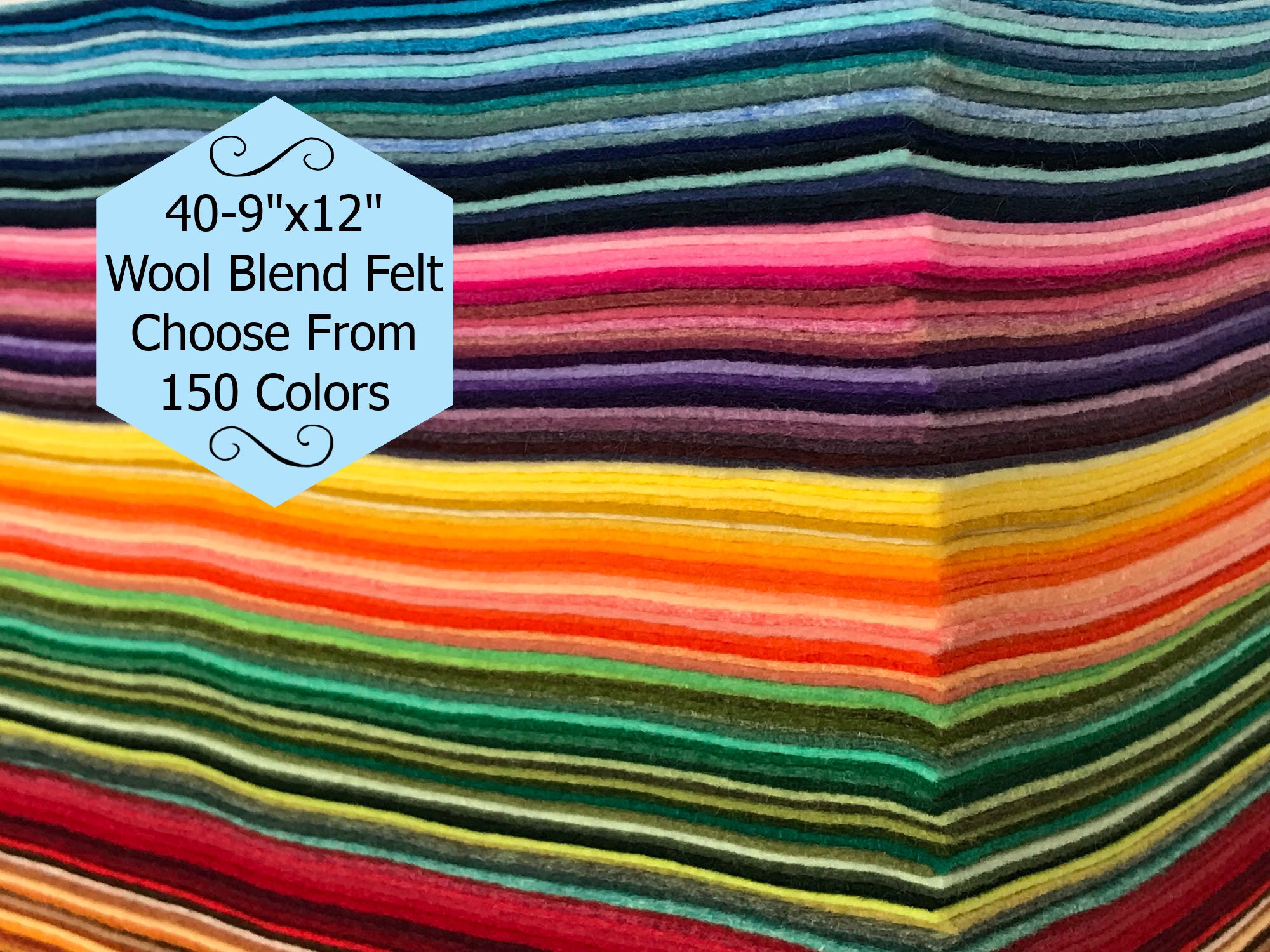 Wool Felt - 40 9x12 Inch Blend Custom Colors Sheets