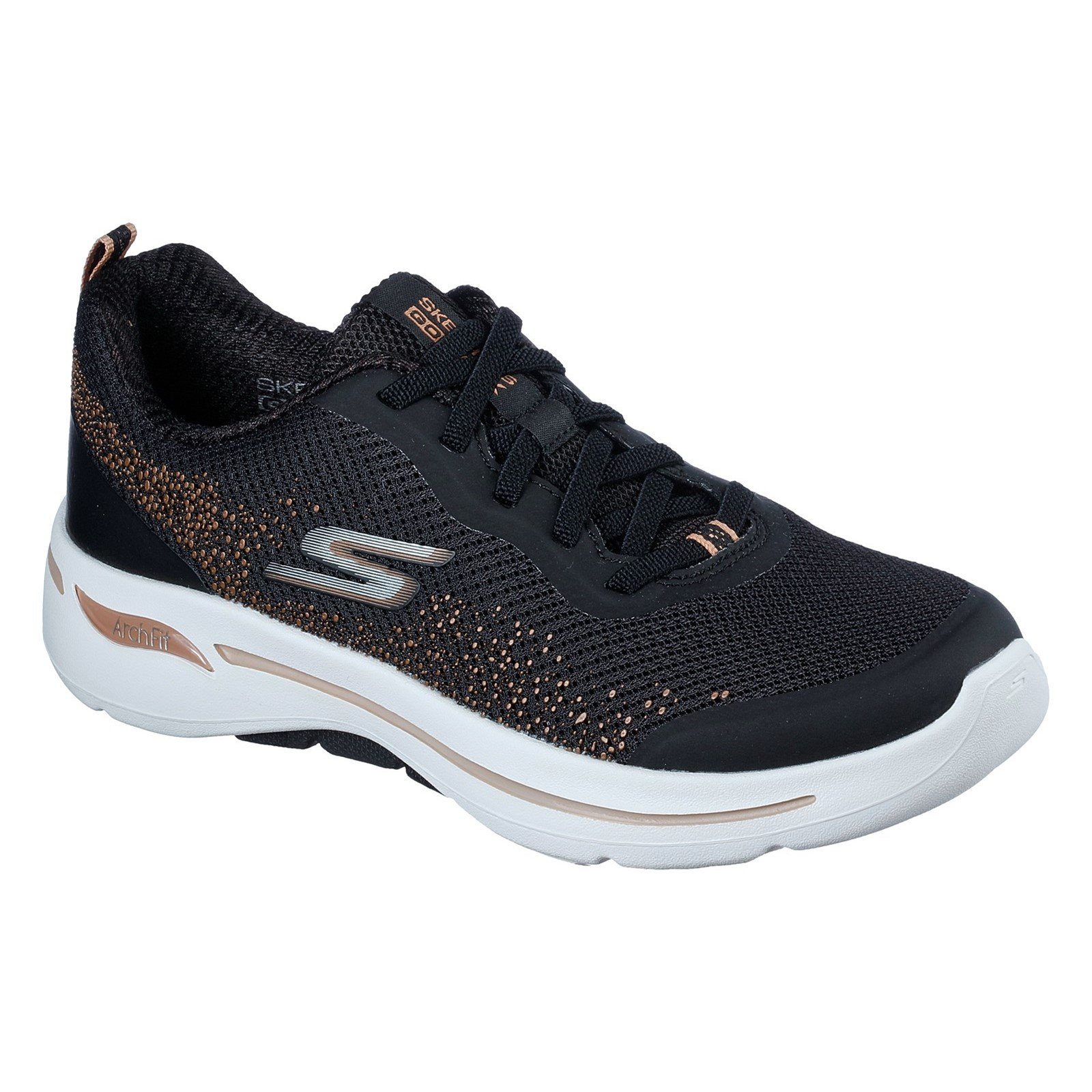 Skechers Women's Go Walk Arch Fit Flying Stars Trainer Various Colours 32841 - Black/Gold 3