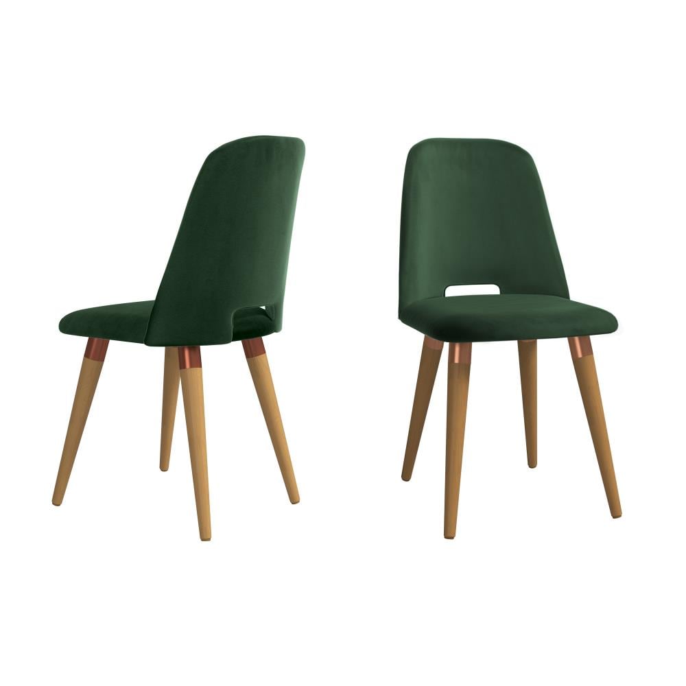 Manhattan Comfort Set of 2 Selina Contemporary/Modern Polyester/Polyester Blend Upholstered Dining Side Chair (Composite Frame) in Green | 2-1020564