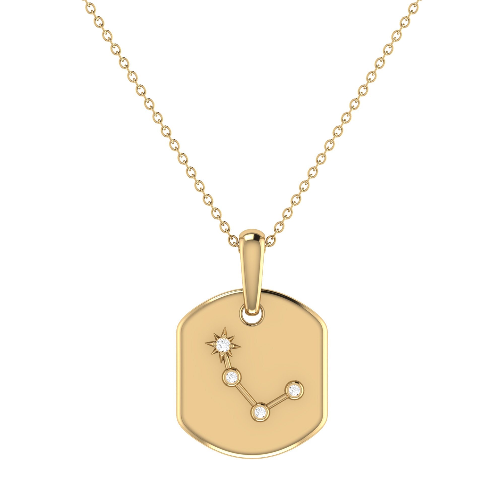 Aries Ram Constellation Tag Pendant Necklace in 14K Gold Vermeil