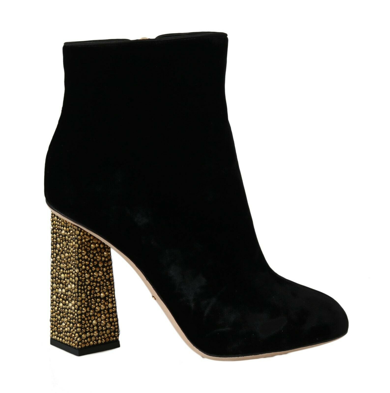 Dolce & Gabbana Women's Velvet Crystal Square Heels Black LA5750 - EU37.5/US7