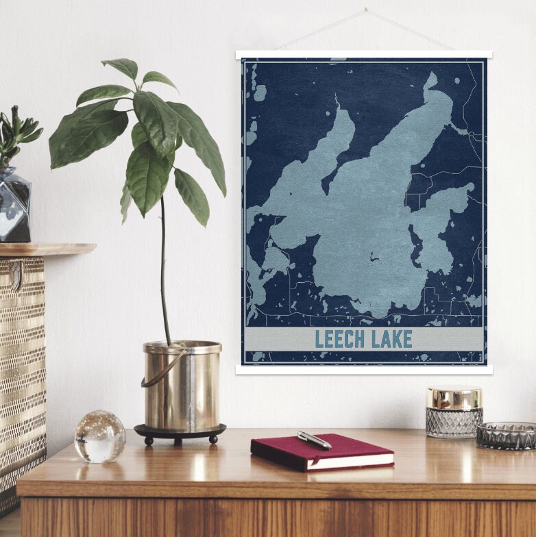 Leech Lake Minnesota Map Print | Magnetic Poster Frame Printed Marketplace
