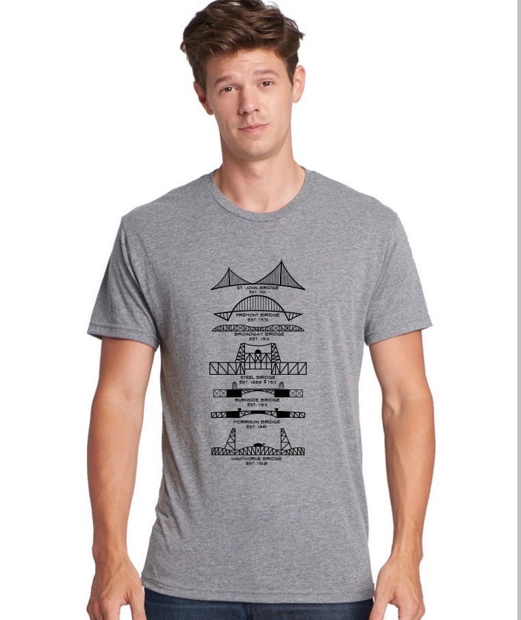 Portland Bridges Tri Blend Mens/Unisex T-Shirt