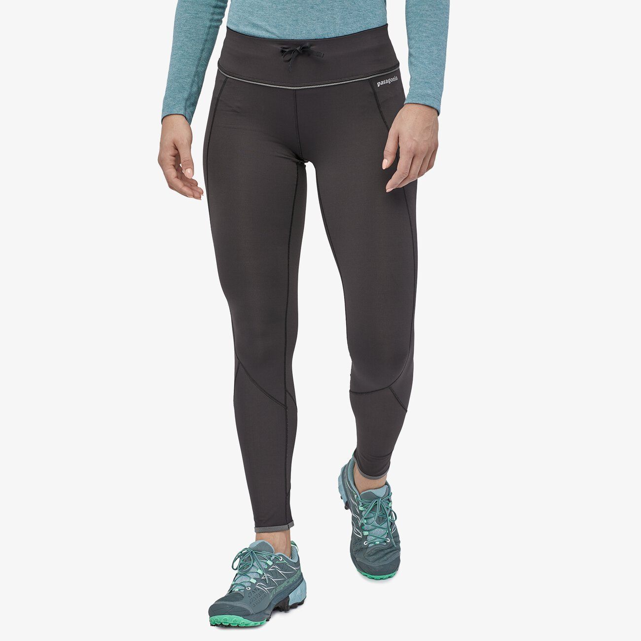 Patagonia Women's Peak Mission Running Tights - Recycled Polyester, Black / S