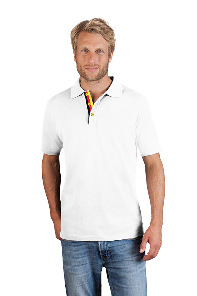 Fanshirt Deutschland Superior Poloshirt Herren, Weiß, XL