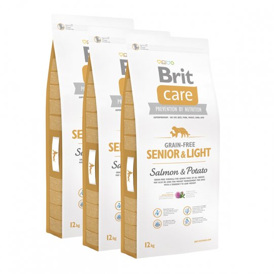 Brit Care Dog Senior & Light Grain Free Salmon & Potato 3x12 kg