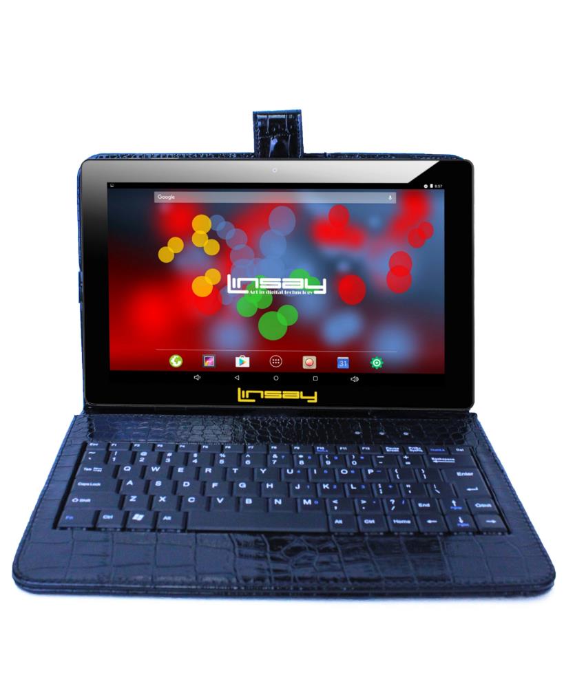 LINSAY 10.1-in Wi-Fi Only Android 10 Tablet with Accessories with Case Included | F10XIPSBKCOBLACK