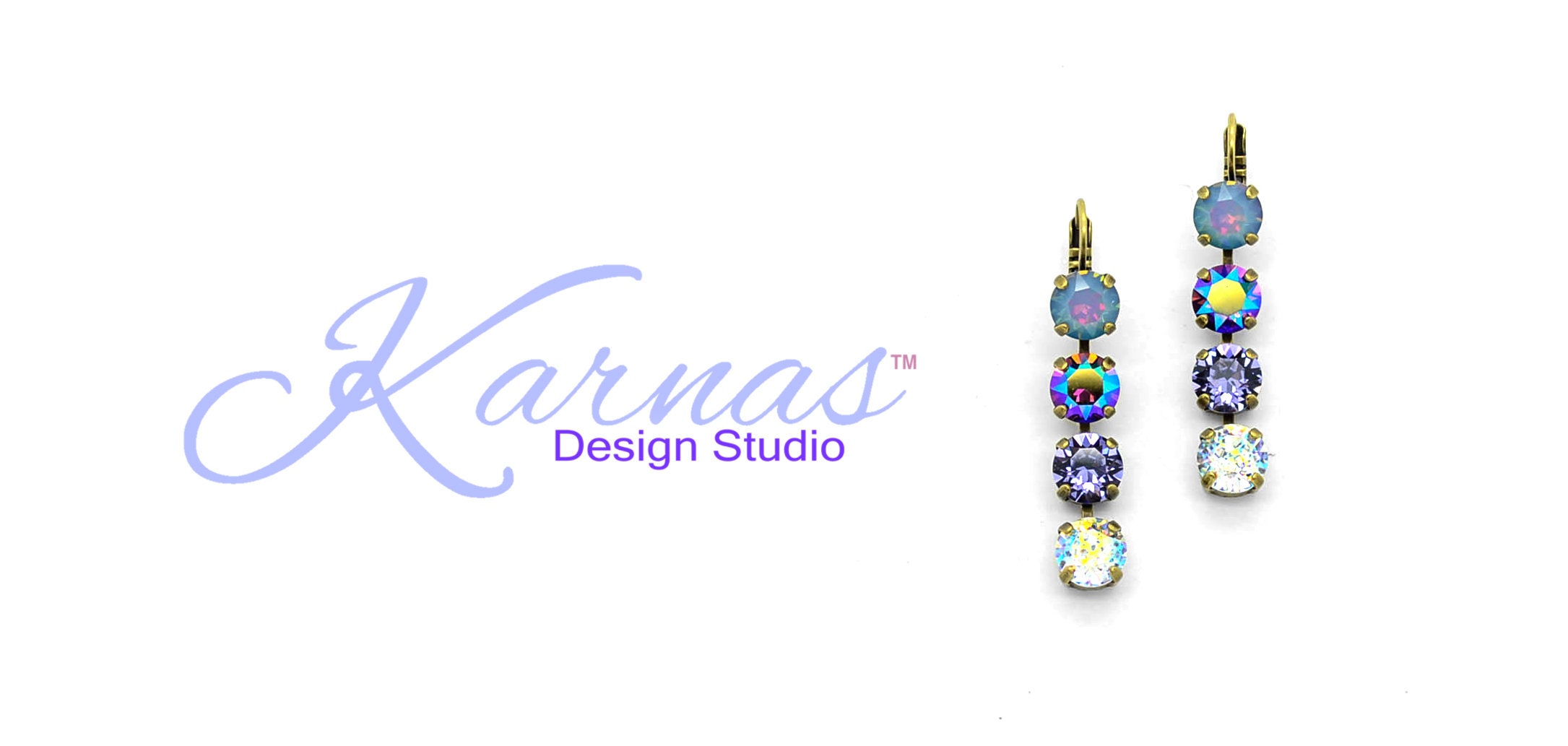 Amethyst Rainbow 8mm Drop Earrings Made With Crystal Pick Your Finish Karnas Design Studio Free Shipping