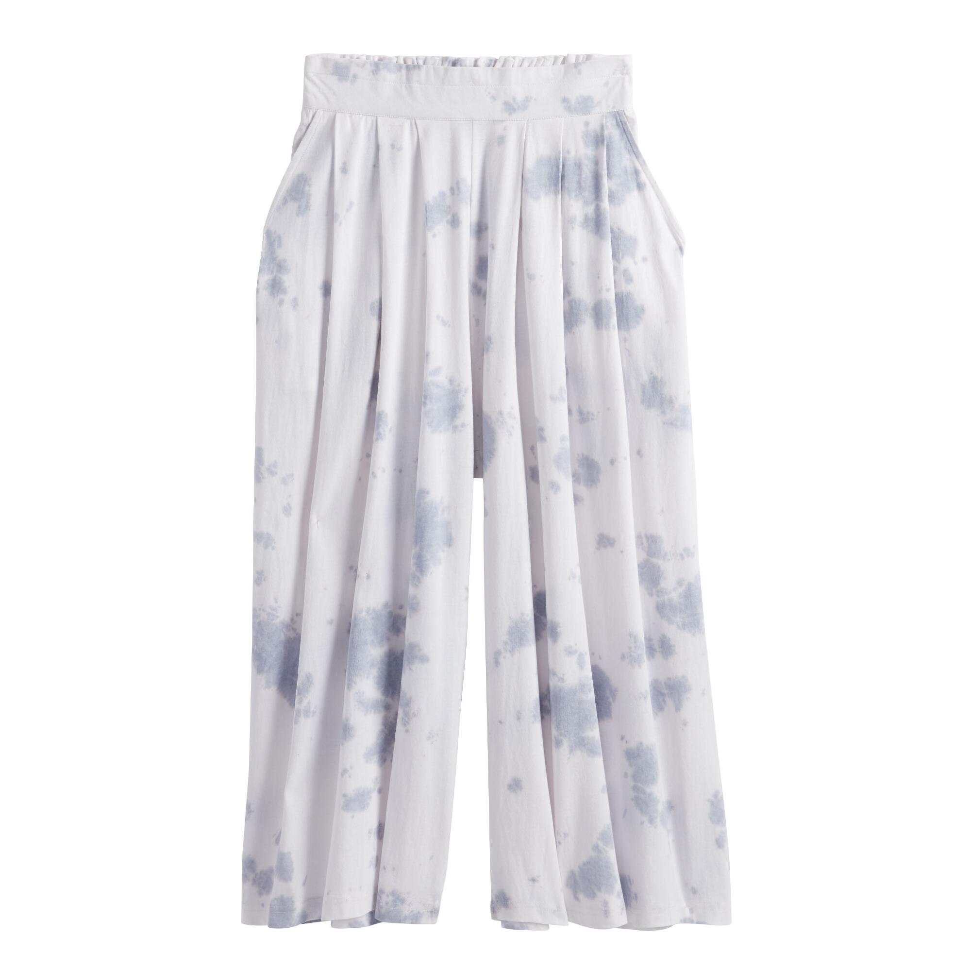 Light Blue And White Tie Dye Cloud Lounge Pants With Pockets - Small by World Market