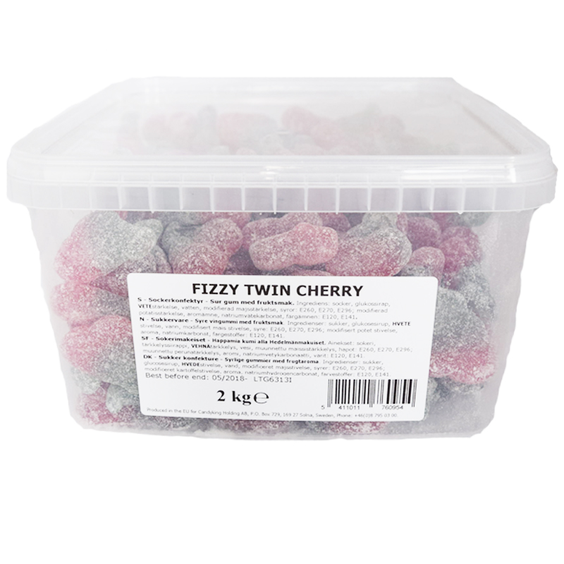 Hel Låda Godis "Fizzy Twin Cherry" 2kg - 61% rabatt