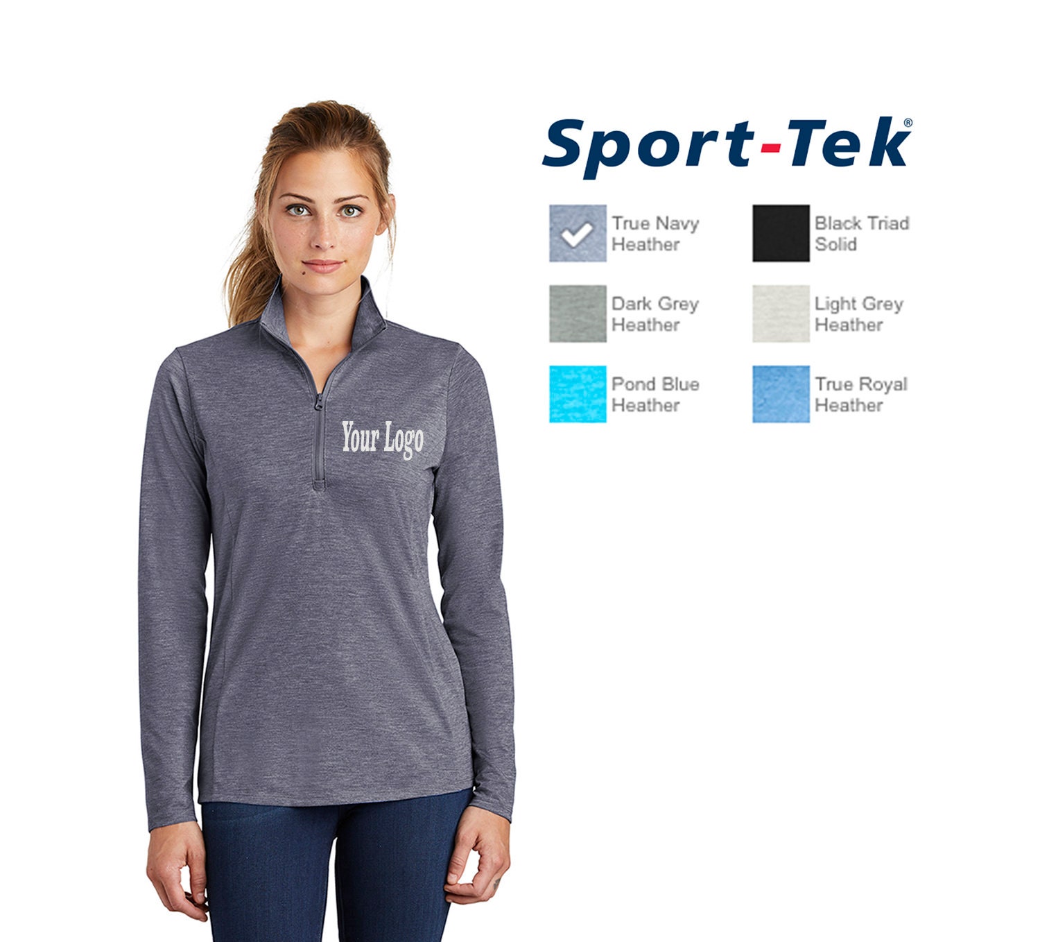 Sport-Tek Ladies Posicharge Tri-Blend Wicking 1/4-Zip Pullover Lst407/Custom Polo Embroidery Monogram