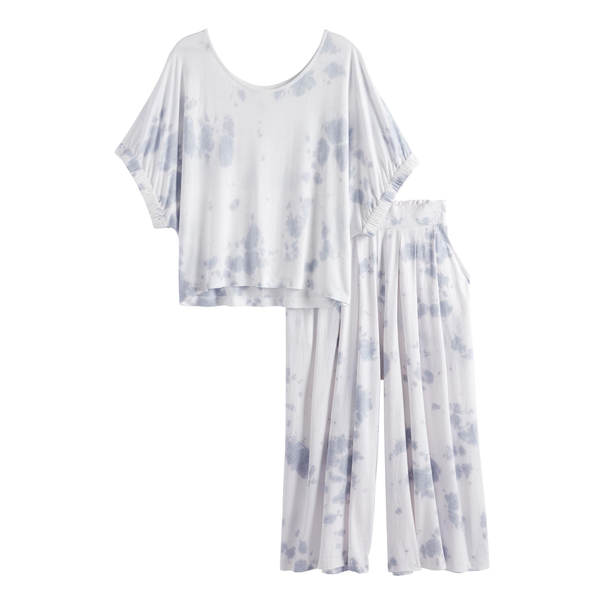 Light Blue And White Tie Dye Cloud Loungewear Collection by World Market