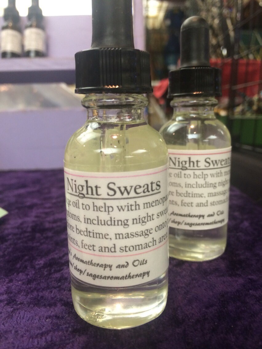 Night Sweats, Essential Oil Blend, Massage Oil, Menopause, Organic, Aromatherapy, Natural Health