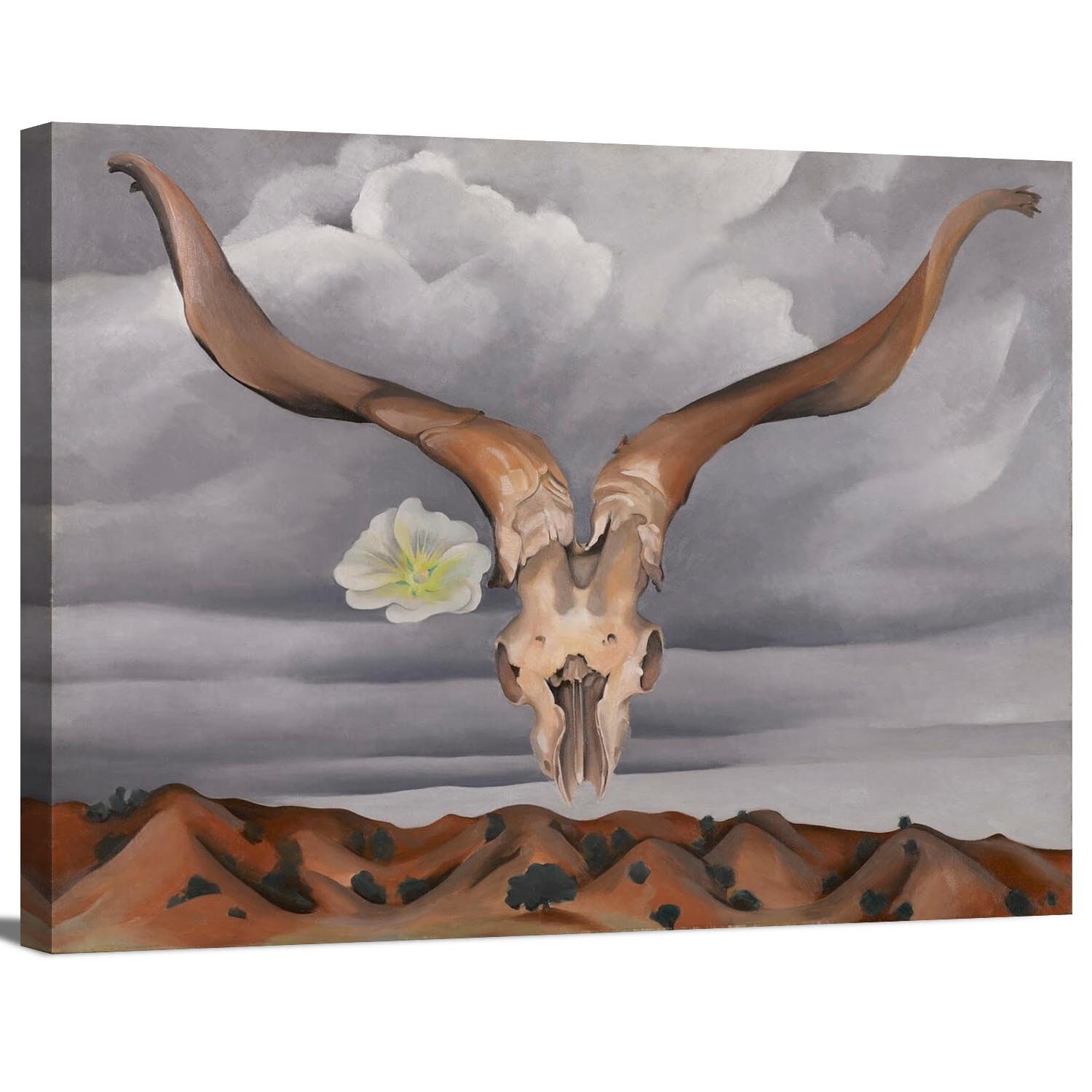 Ram's Head, White Hollyhock-Hills By Georgia O'keeffe Classic Fine Art Wrapped Canvas Wall Office Decor Home Decoration