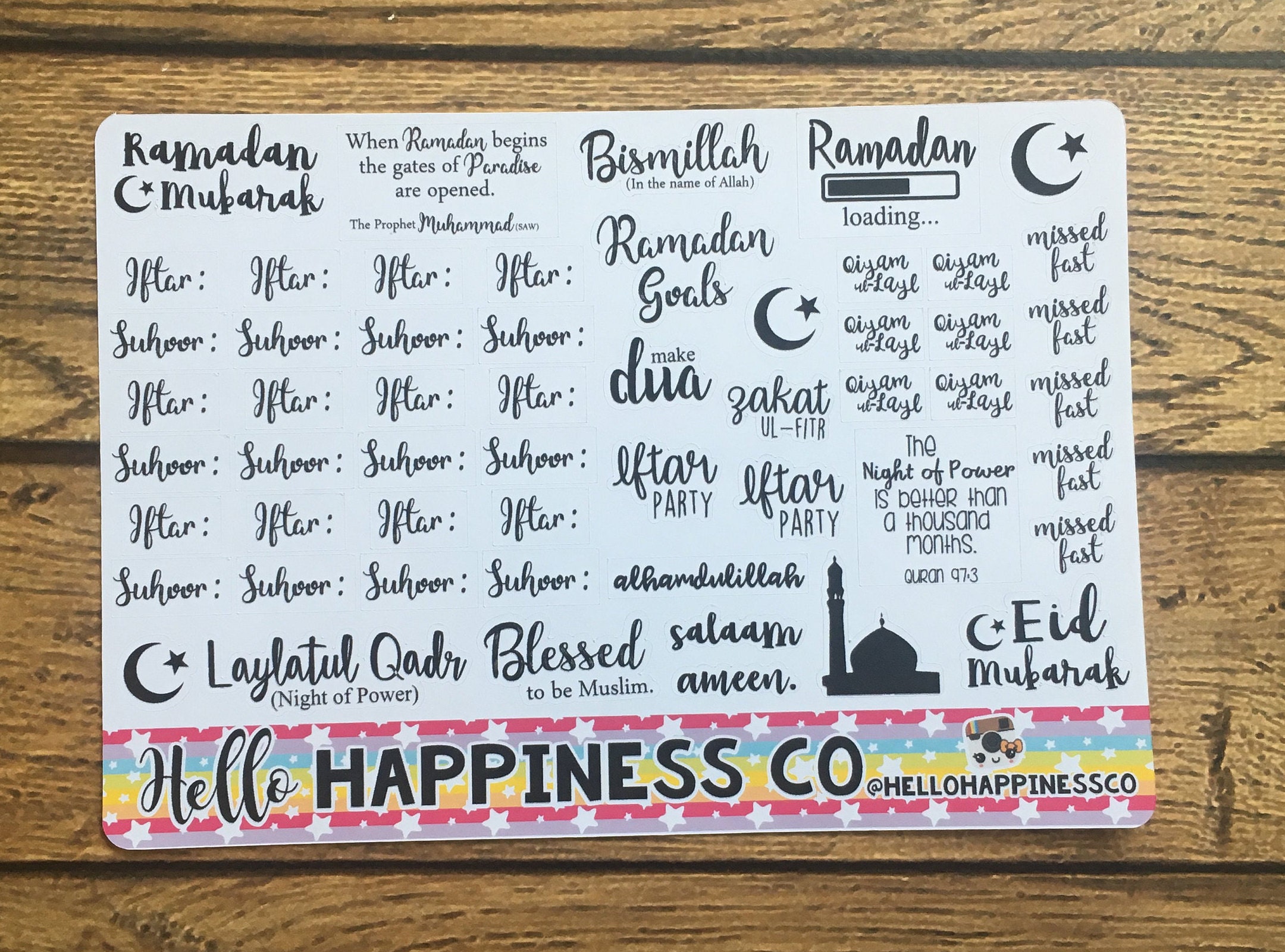 Ramadan Quote Planner Stickers