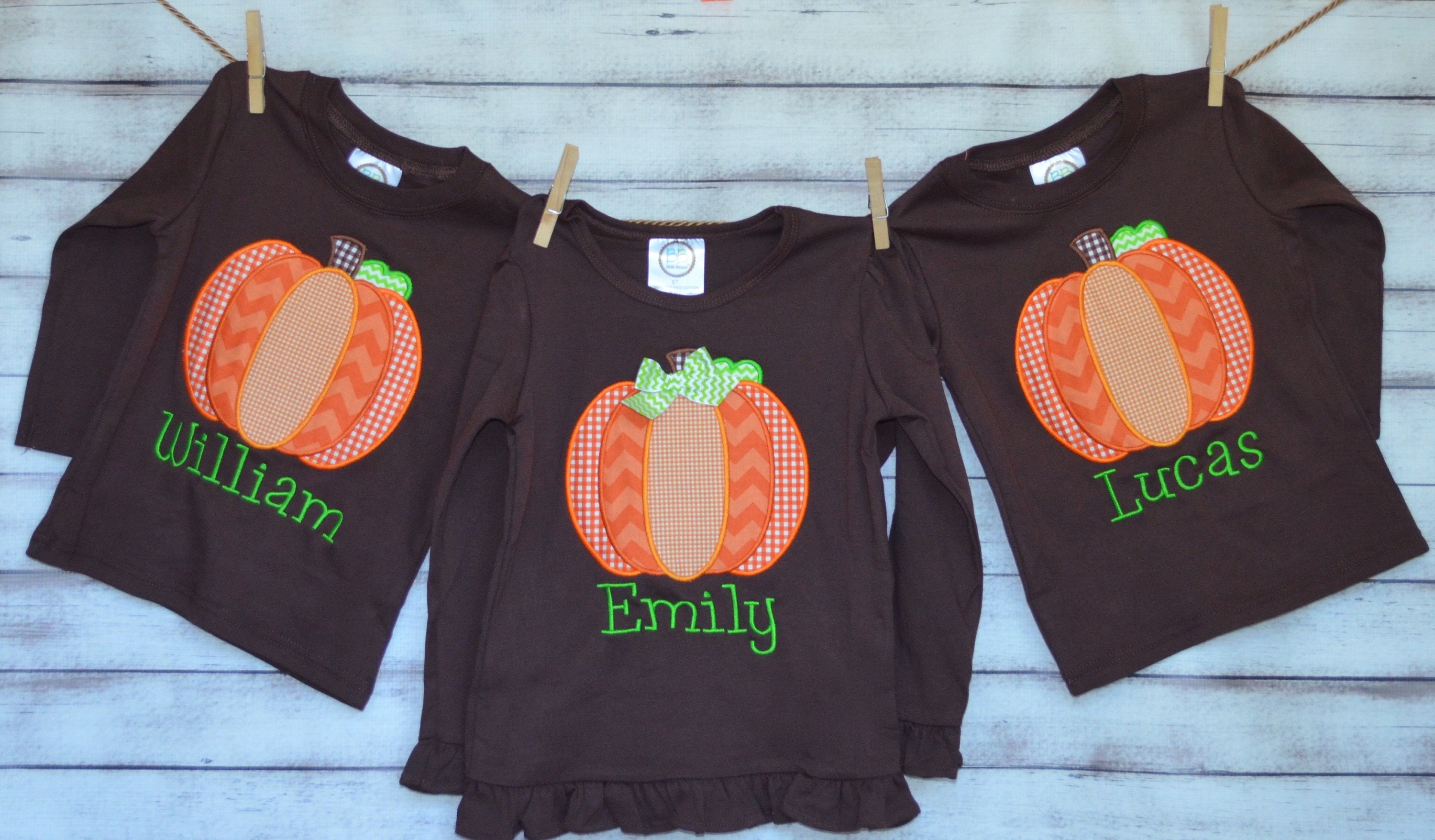 Personalized Pumpkin Applique Shirt Or Bodysuit For Boy Girl
