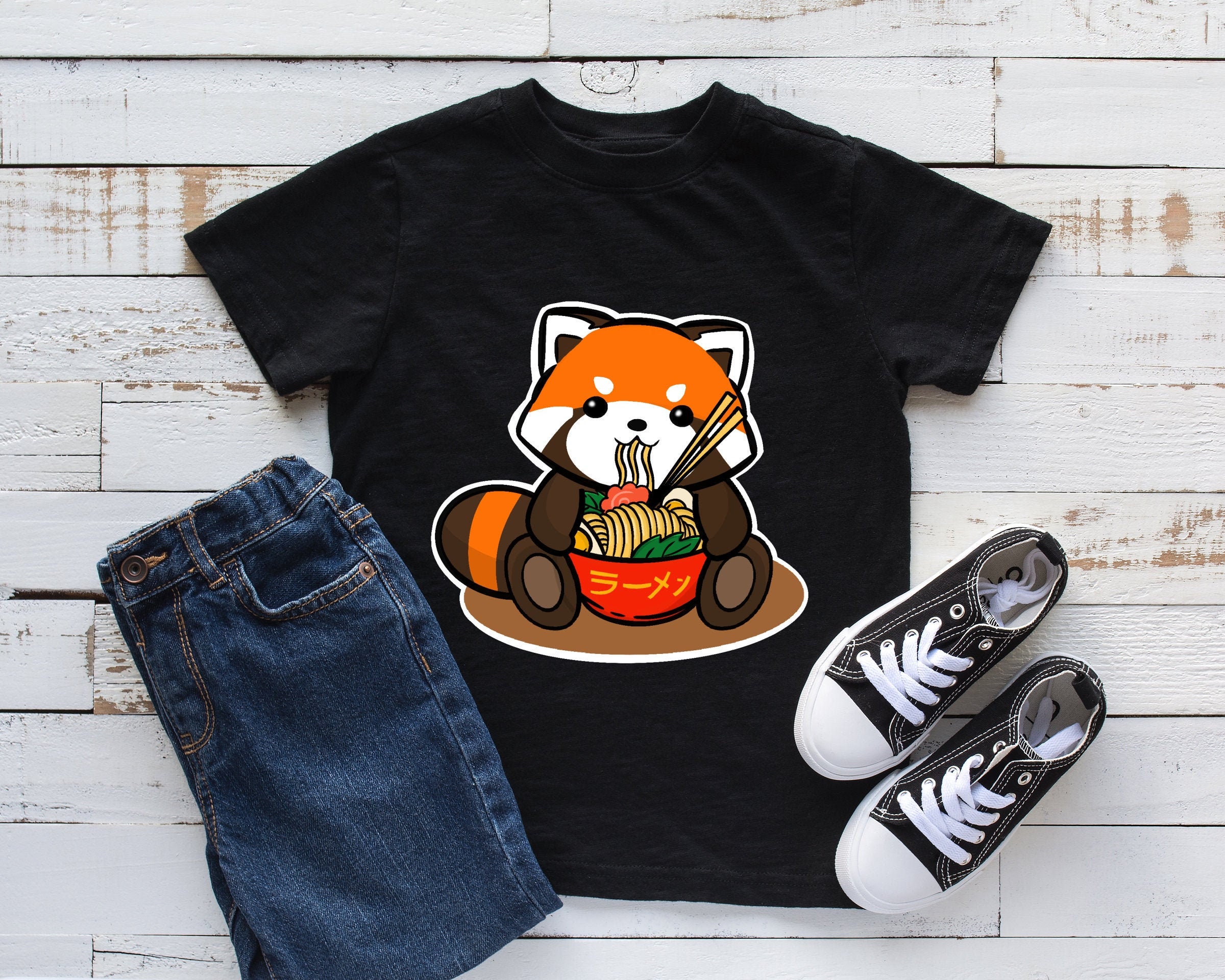 Red Panda Eating Ramen Kids Shirt, Youth Lover Gift, Infant, Hoodie