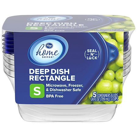 Kroger Small Deep Dish Storage Containers Clear/Blue 24 oz - 5.0 ea