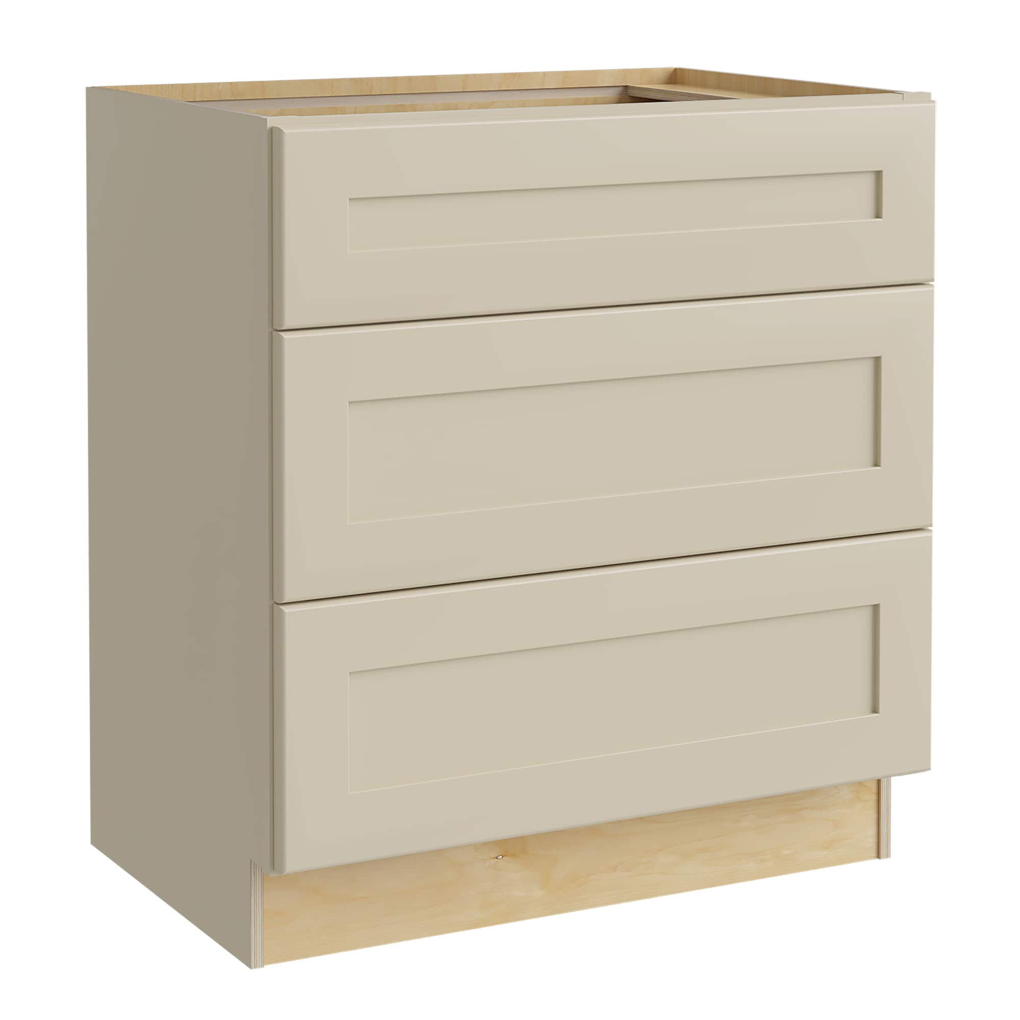 Luxxe Cabinetry 30-in W x 34.5-in H x 24-in D Norfolk Blended Cream Painted Drawer Base Fully Assembled Semi-custom Cabinet in Off-White | BCT30-NBC