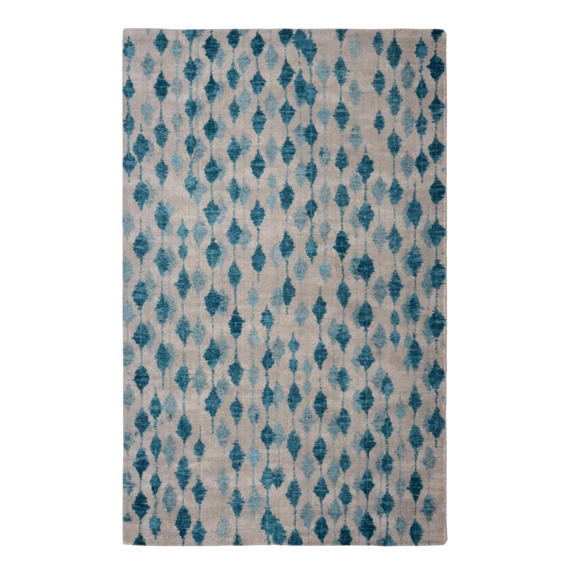 Blue and Taupe Raindrops Area Rug - Nylon - 8' x 10' by World Market