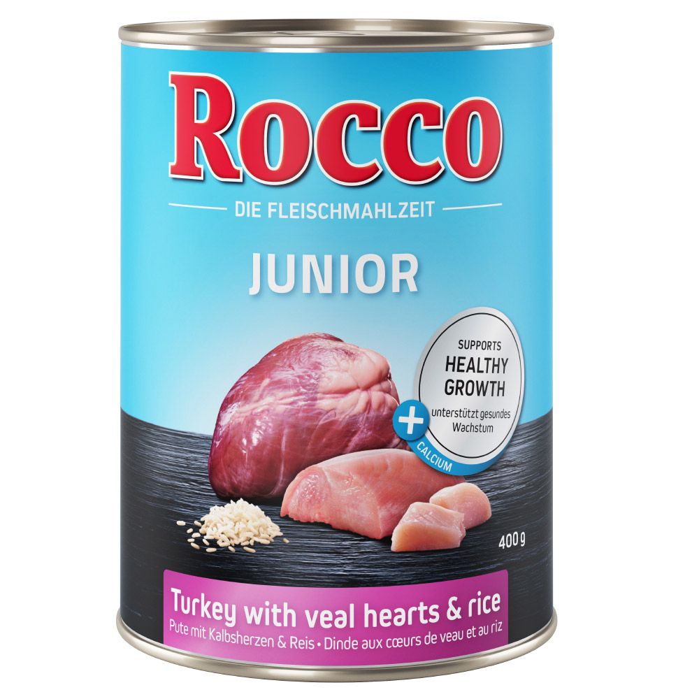 Rocco Junior Saver Pack 24 x 400g - Turkey with Veal Hearts & Rice
