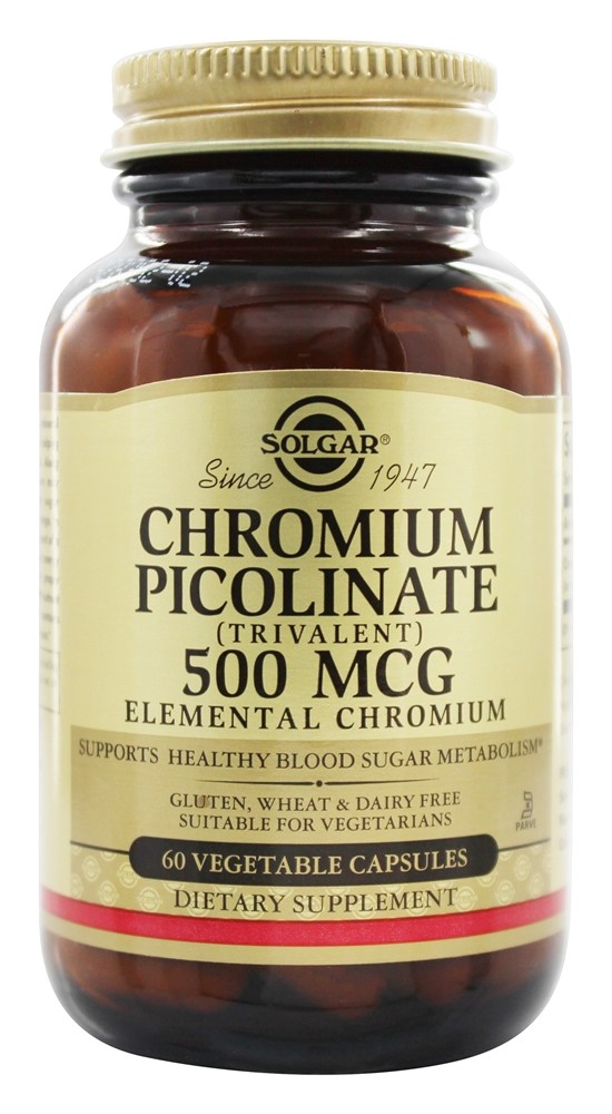 Solgar - Chromium Picolinate Trivalent Elemental Chromium 500 mcg. - 60 Vegetarian Capsules