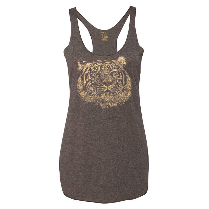 Women's Tri-Blend Tiger Tank Top, 10% Donated To Animal Causes, Gift