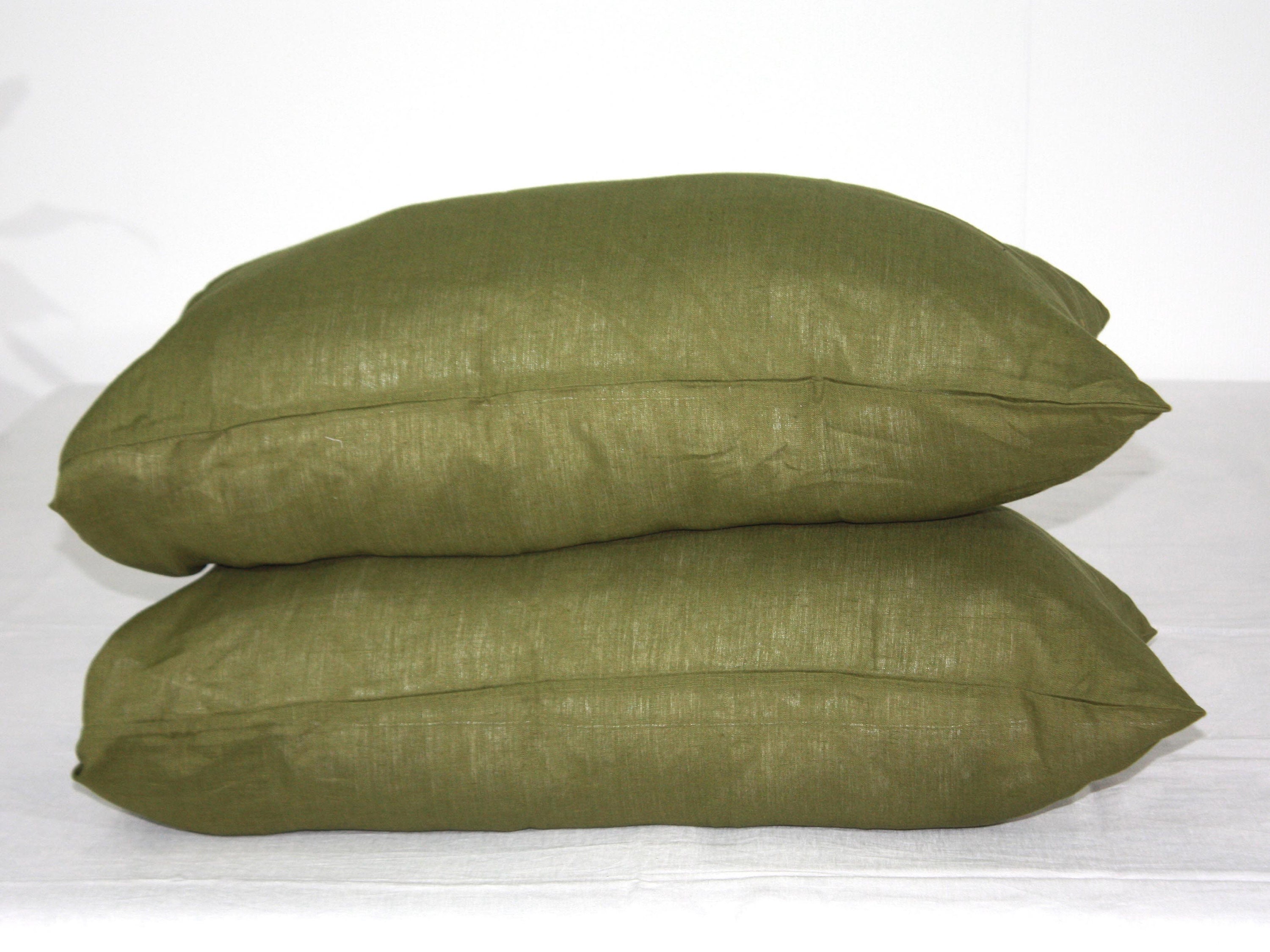 Pillowcase in Olive. Linen Pillow Case Standard, Queen, King, Euro Sham, Body Pillow, Custom Size Usa, Australia, Europe
